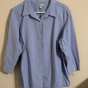 L.L. Bean Light Blue Textured Shirt Casual